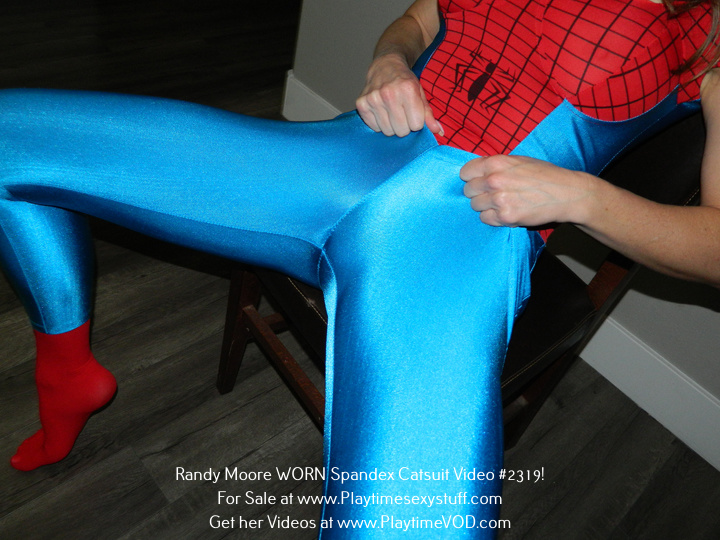 Randy Moore Tight Blue Red Spandex Spyder Catsuit from her Video #2319! - Image 7